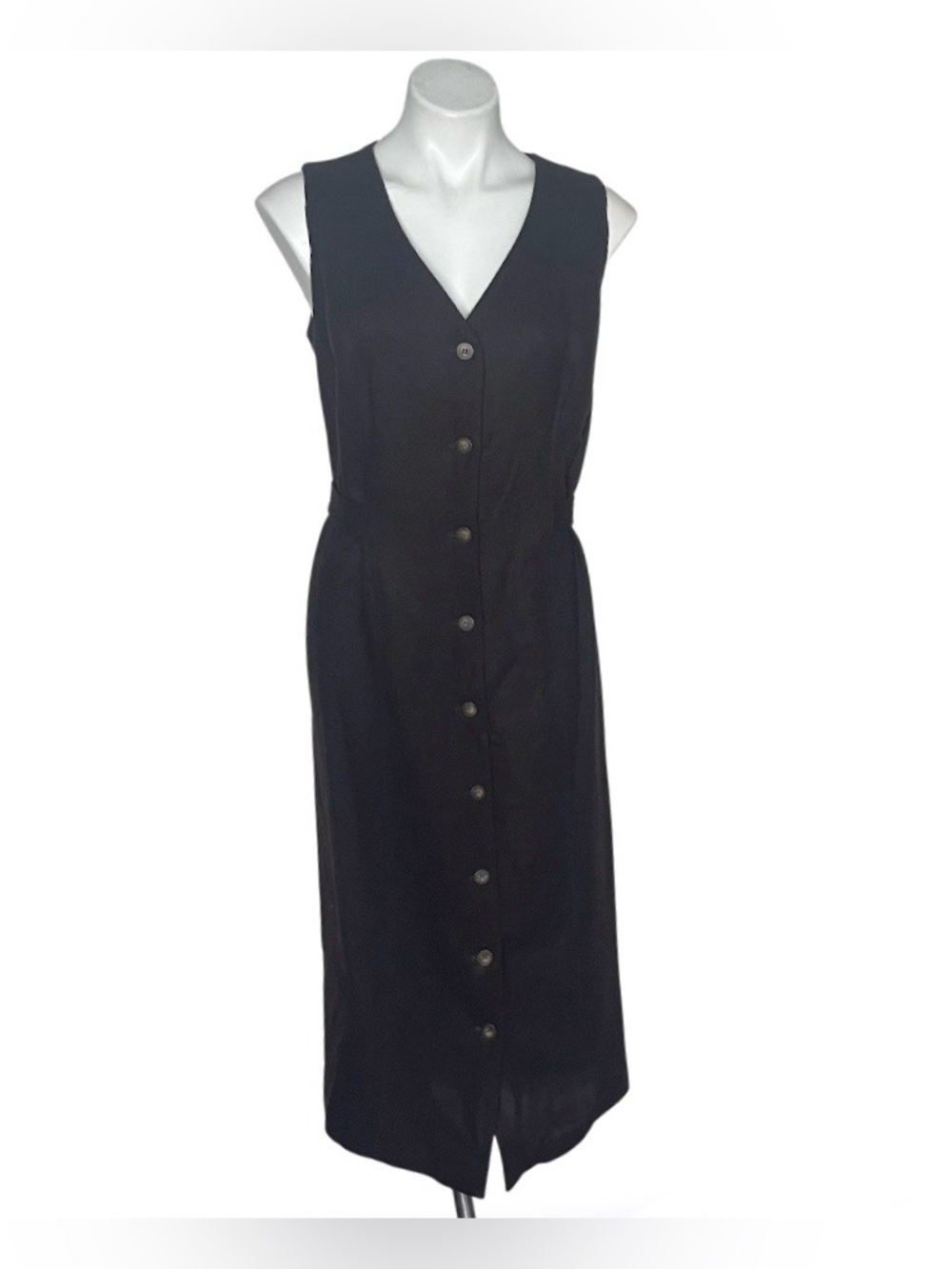 HERMAN GEIST Brown Wool Jumper Dress Button Front Lined Size 12 VINTAGE